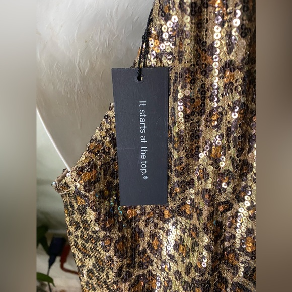 Women’s NWT Cable & Gauge Sequined Animal Print Dress Top - Picture 12 of 16